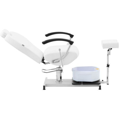 Fotel kosmetyczno podologiczny do pedicure z podnóżkiem i brodzikiem - biały Physa