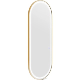 Konsola konsoleta fryzjerska lustro z oświetleniem LED owalne 180 x 70 cm - złote Physa