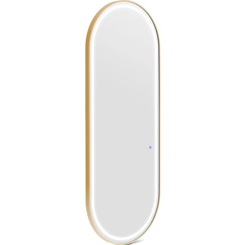 Konsola konsoleta fryzjerska lustro z oświetleniem LED owalne 180 x 70 cm - złote Physa