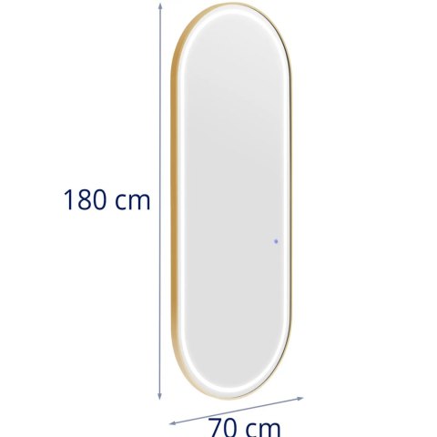 Konsola konsoleta fryzjerska lustro z oświetleniem LED owalne 180 x 70 cm - złote Physa