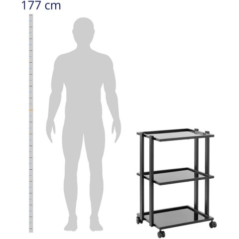 Wózek pomocnik kosmetyczny 3 szklane półki 55 x 41 x 80 cm - czarny Physa