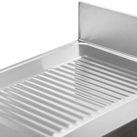 Zlew basen dwukomorowy z ociekaczem półką i rantem 140 x 70 x 97 cm Royal Catering