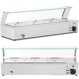Bemar podgrzewacz do potraw bufet grzewczy z osłoną 3 x GN 1/2 2000 W Royal Catering