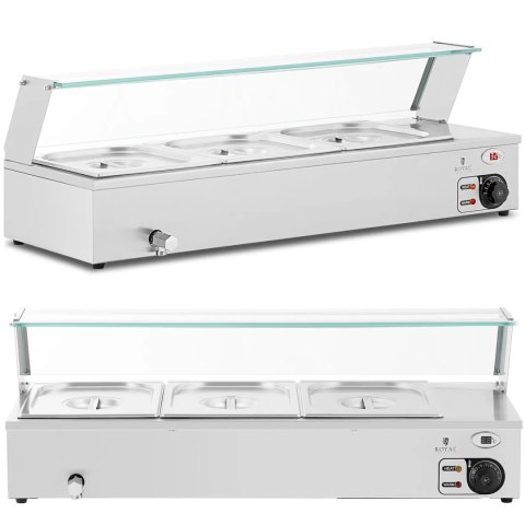 Bemar podgrzewacz do potraw bufet grzewczy z osłoną 3 x GN 1/2 2000 W Royal Catering