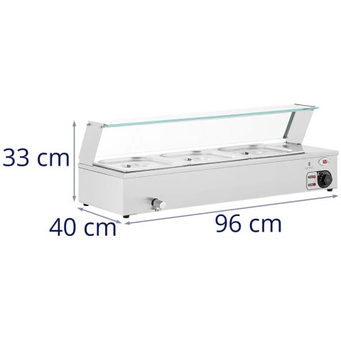 Bemar podgrzewacz do potraw bufet grzewczy z osłoną 3 x GN 1/2 2000 W Royal Catering