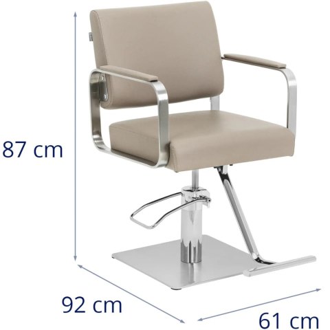 Fotel fryzjerski barberski kosmetyczny z podnóżkiem Physa OTLEY - beżowo srebrny Physa