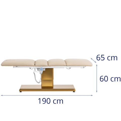 Fotel kosmetyczny do masażu tatuażu SPA 150 kg VITERBO - beżowo złoty Physa