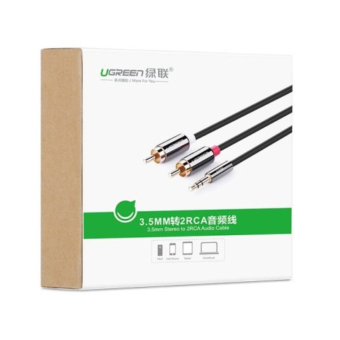 Kabel przewód audio 3.5mm mini jack - 2RCA 2m czarny UGREEN