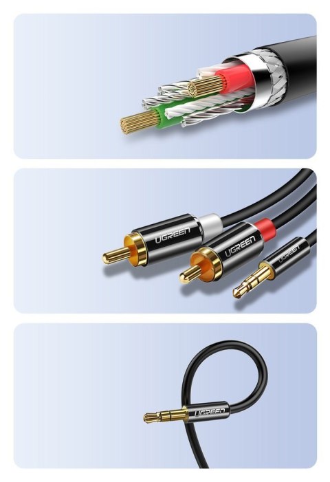 Kabel przewód audio 3.5mm mini jack - 2RCA 2m czarny UGREEN