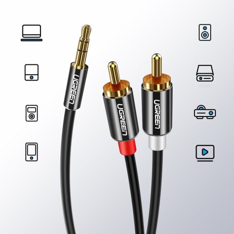 Kabel przewód audio 3.5mm mini jack - 2RCA 2m czarny UGREEN