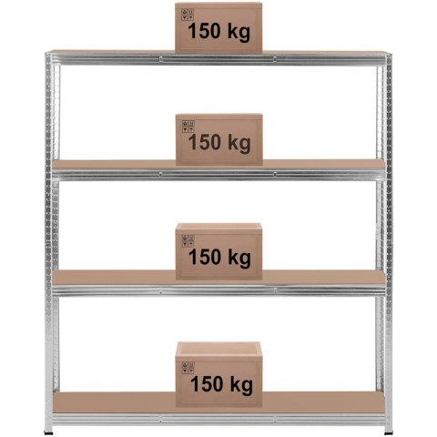 Regał magazynowy metalowy 4 półki 600 kg 160 x 40 x 180 cm szary MSW
