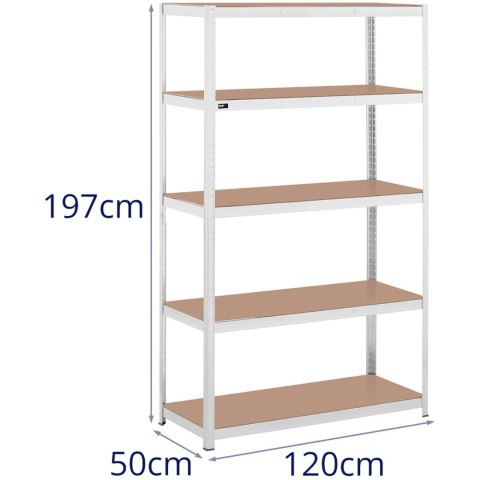 Regał magazynowy metalowy 5 półek 750 kg 120 x 50 x 197 cm szary MSW