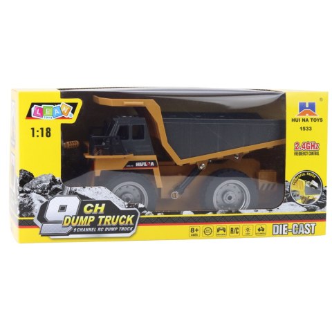 Ciężarówka Wywrotka Huina Zdalnie Sterowana RC Żółta 9-CH 1:18 HUINA