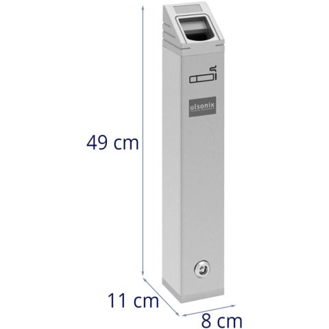 Popielnica popielniczka ścienna zewnętrzna zamykana 2 l - srebrna Ulsonix