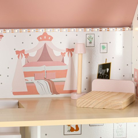 Domek dla lalek drewniany LULILO Peonio 70cm LED róż Kik Sp. z o. o. Sp. k.