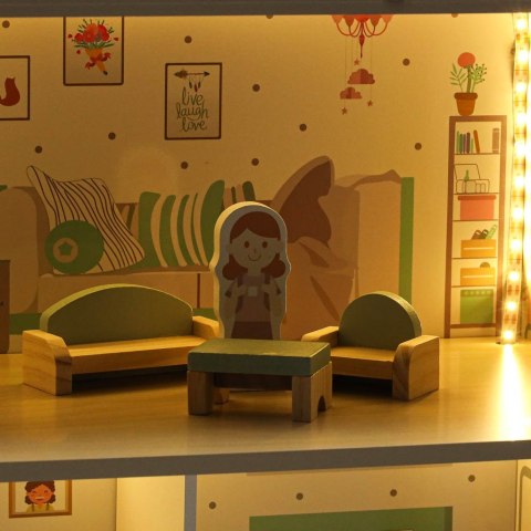 Domek dla lalek drewniany LULILO Peonio 70cm LED róż Kik Sp. z o. o. Sp. k.