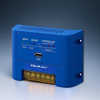 Solarny regulator ładowania MPPT 15A do zasilania odbiorników DC i ładowania akumulatorów 12V/24V | AGM | GEL | LiFePO4 Qoltec