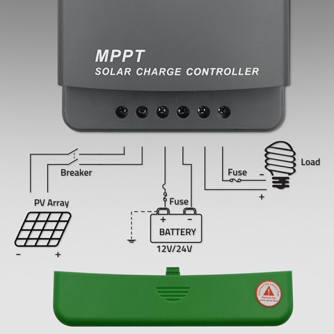 Solarny regulator ładowania MPPT z czujnikiem temperatury 10A | 12V/24V | LCD | 2xUSB | Bluetooth | APP | GEL | LiFePO4 Qoltec