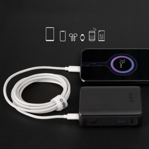 Kabel przewód w oplocie USB-C 60W 1.5m - szary SBS