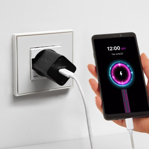 Kabel przewód w oplocie USB-C 60W 1.5m - szary SBS