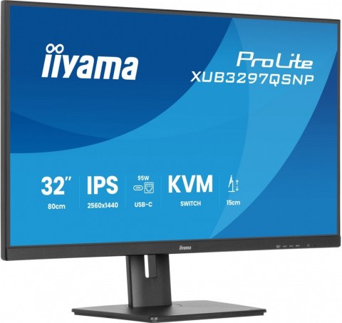 Monitor 32 cale XUB3297QSNP-B1 IPS,QHD,USB-C DOCK (95W), USB HUB 4x, KVM, RJ45 IIYAMA