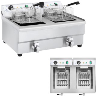 Frytkownica frytownica gastronomiczna dwukomorowa z kranami 230V 2x16L Royal Catering