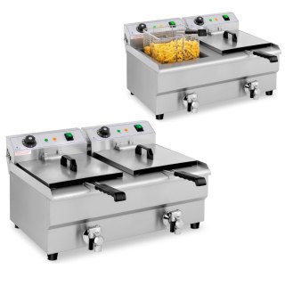 Frytownica podwójna gastronomiczna elektryczna z kranem 230 V 2 x 3200W 2 x 13 L Royal Catering