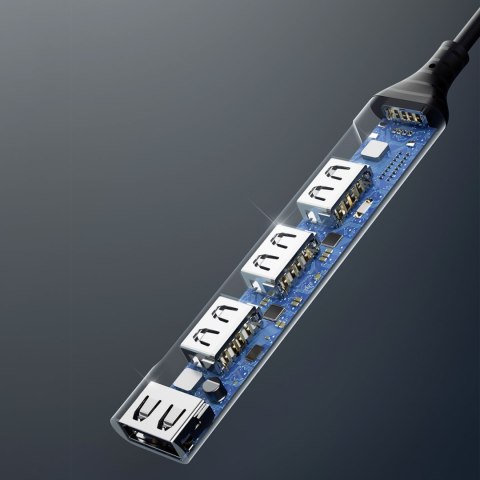 Adapter rozdzielacz HUB z gniazda USB-C na 4x USB czarny szary DUDAO