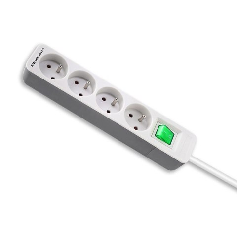 Listwa zasilająca | 4 gniazda | 1.8m | Biało-szara Qoltec