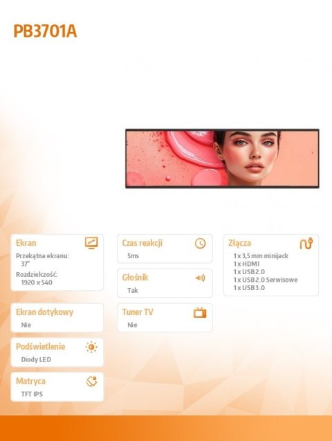 Monitor wielkoformatowy PB-3701A 37 cali 32:9 700NIT SLIM AG NEOVO