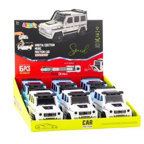 Auto Terenowe Metalowe Ukryty Samochodzik Światło Dźwięk Biały Niebieski LEAN Toys