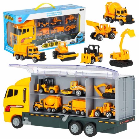 Transporter ciężarówka TIR wyrzutnia + metalowe auta maszyny budowlane Kik Sp. z o. o. Sp. k.