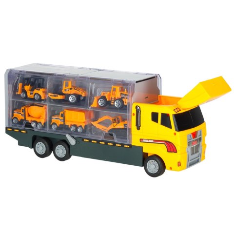 Transporter ciężarówka TIR wyrzutnia + metalowe auta maszyny budowlane Kik Sp. z o. o. Sp. k.