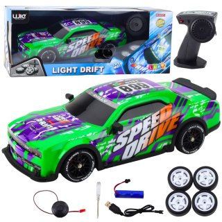Auto Sportowe Zdalnie Sterowane RC Podświetlana Karoseria Drift Zielone LEAN Toys