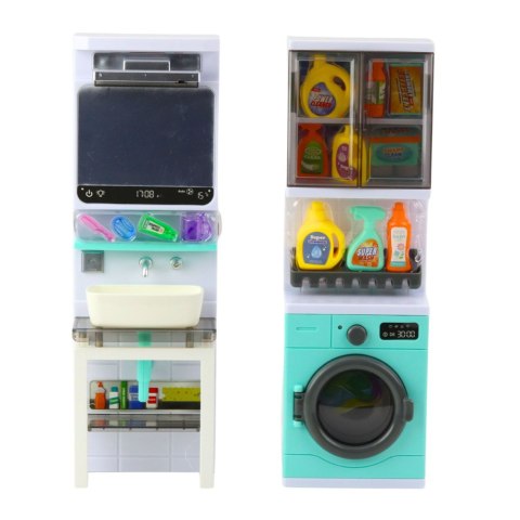 Łazienka Zabawkowa Umywalka Szafka Akcesoria Światła Dźwięki LEAN Toys