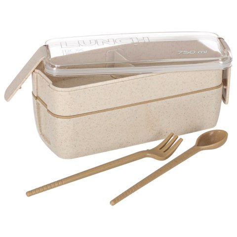 Lunch box śniadaniówka pudełko śniadaniowe z przegródkami dzielone 750ml beżowe Kik Sp. z o. o. Sp. k.