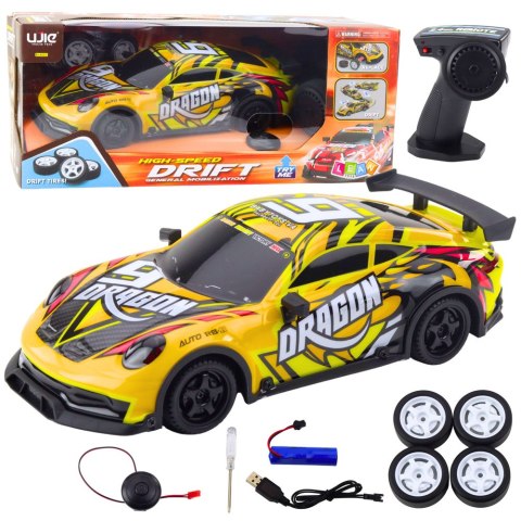 Auto Sportowe Zdalnie Sterowane RC Podświetlana Karoseria Drift Żółty LEAN Toys