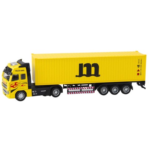 Ciężarówka Z Kontenerem Metalowa Kabina Napęd Pull Back Żółta LEAN Toys