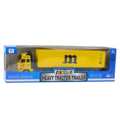 Ciężarówka Z Kontenerem Metalowa Kabina Napęd Pull Back Żółta LEAN Toys