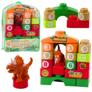 Klocki Konstrukcyjne Edukacyjne W Plecaku Dinozaury Cyfry Litery 26 el. LEAN Toys