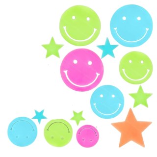 Naklejki Fluorescencyjne Świecące Na Ścianę Buźki Gwiazdki Kolorowe 10 el. LEAN TOYS