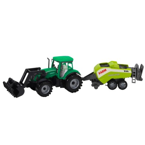 Zestaw Traktor Z Ładowaczem i Prasą Rolniczą Zielony LEAN Toys