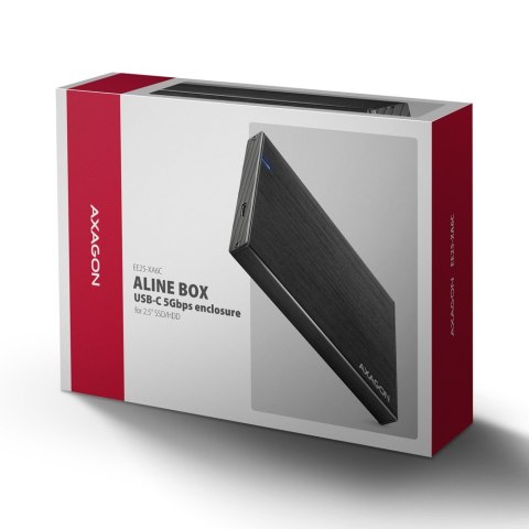 EE25-XA6C Obudowa zewnętrzna aluminiowa, USB-C 3.2 Gen 1 SATA 6G 2.5" 5Gbps AXAGON