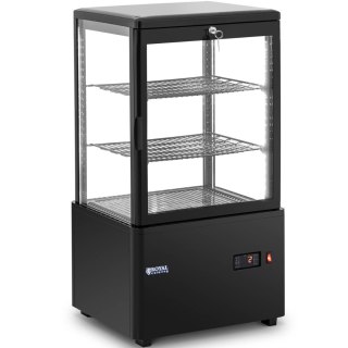 Witryna chłodnicza ekspozycyjna przeszklona 3 poziomy 58 l - czarna Royal Catering