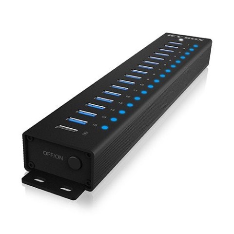 Hub IB-HUB1717 16+1 port USB HUB, 16x USB + 1x USB do ładowania, USB 3.2 Gen 1, 96 Watt zasilacz IcyBox