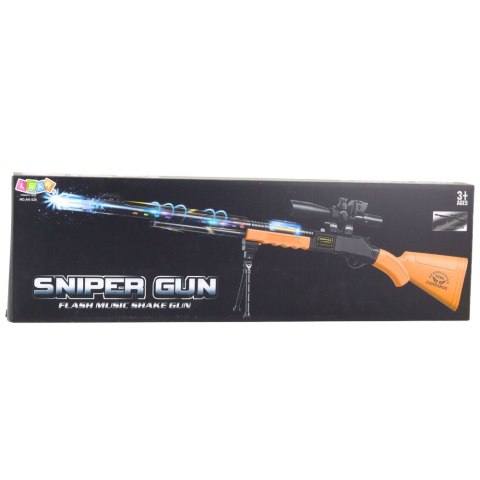 Karabin Snajperski Zabawkowy AK-528 Celownik Statyw Światła Dźwięki LEAN Toys