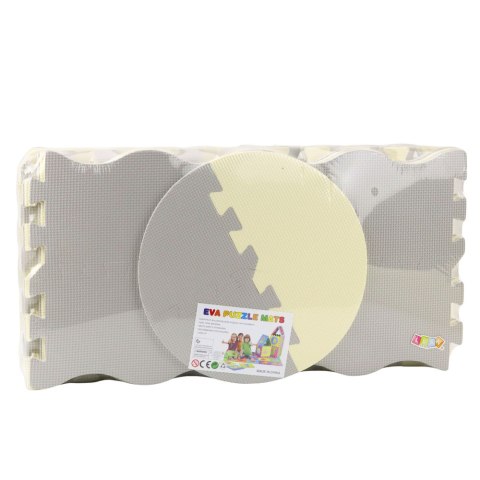 Miękkie Puzzle Mata Edukacyjna Kojec Pianka EVA Beżowe Szare 25 el. LEAN Toys