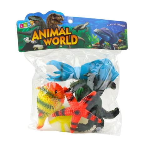 Zestaw Figurki Zwierzęta Morskie Krab Rozgwiazda Kałamarnica Amonit 5szt. LEAN Toys