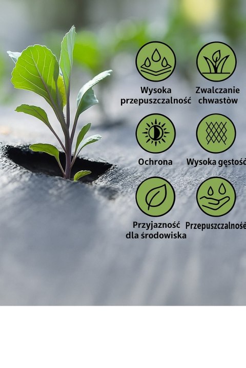 Agrotkanina Czarna 1,1x50m UV 135g Antychwastowa Agrowłóknina + Kotwy LEAN
