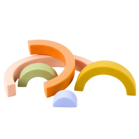 Tęczowa Układanka Dla Malucha Klocki Gumowe Pastelowe 5 szt. LEAN Toys